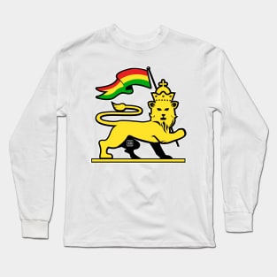 Lion Of Judah Rasta Emblem With Flag Long Sleeve T-Shirt